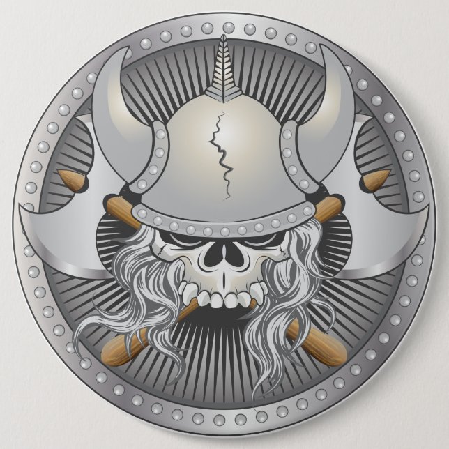 Viking Warrior Skull Button (Front)