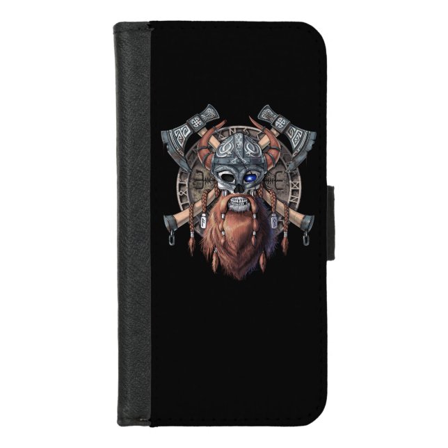 Viking Warrior Skull iPhone Wallet Case (Front)
