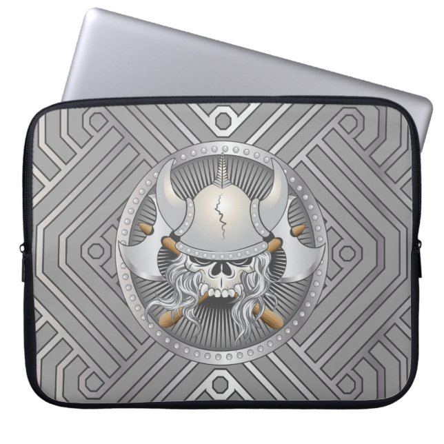 Viking Warrior Skull Laptop Sleeve (Front)