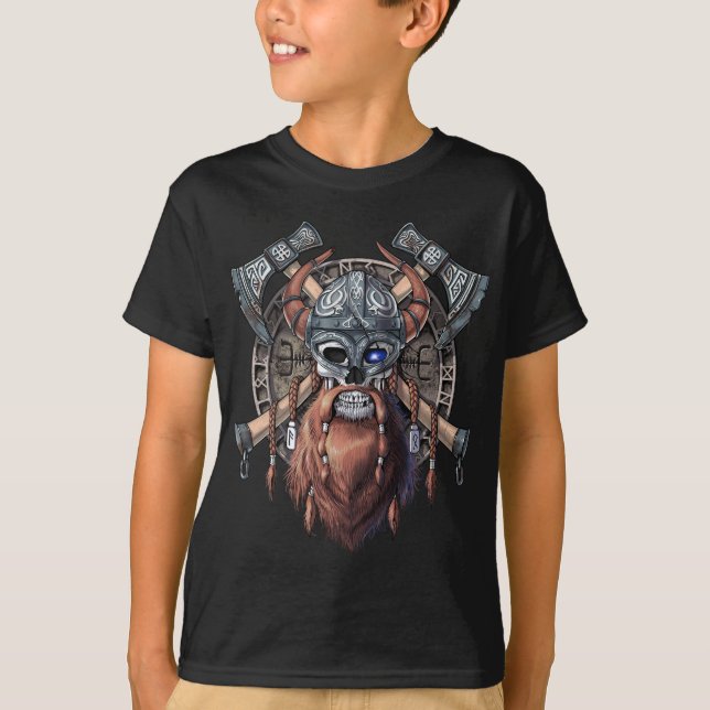 Viking Warrior Skull T-Shirt (Front)