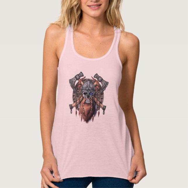 Viking Warrior Skull Tank Top (Front)