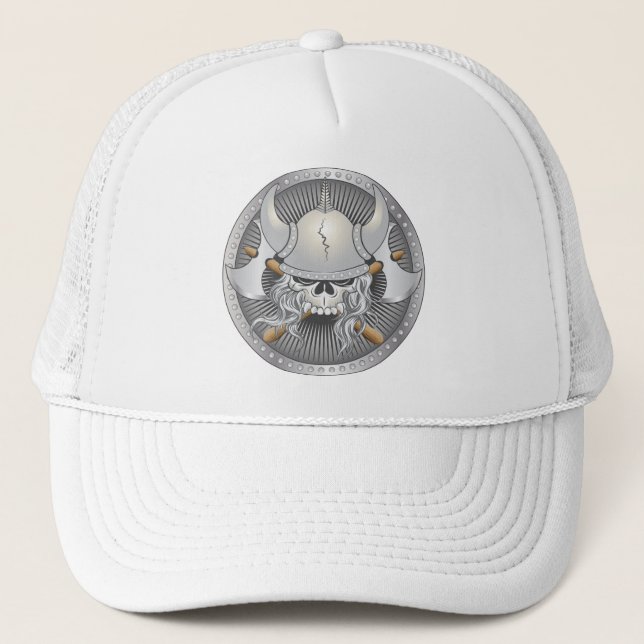 Viking Warrior Skull Trucker Hat (Front)