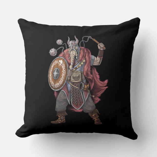 Viking Warrior Throw Pillow (Front)