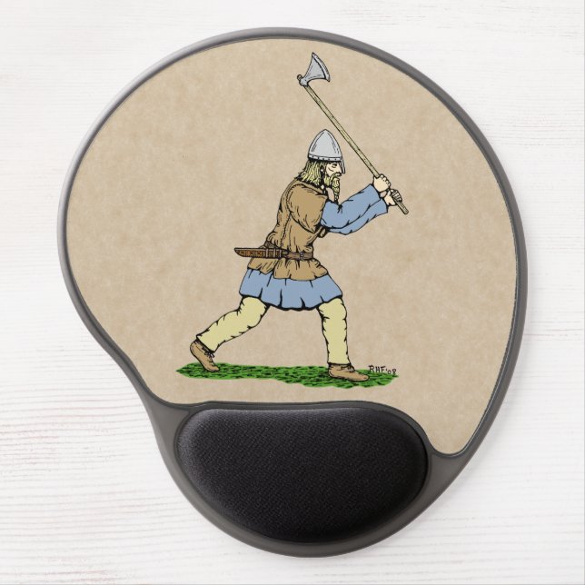Viking Warrior Wielding Broad-Axe Gel Mouse Pad (Front)