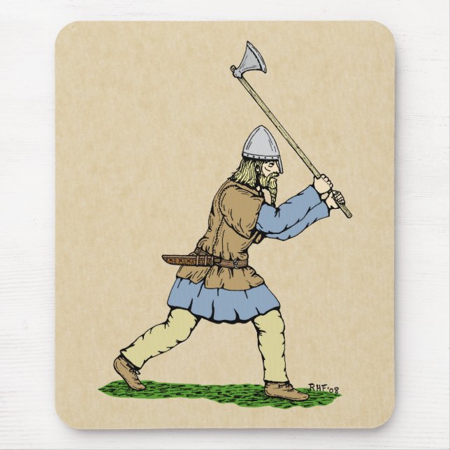 Viking Warrior Wielding Broad-Axe Mouse Pad (Front)