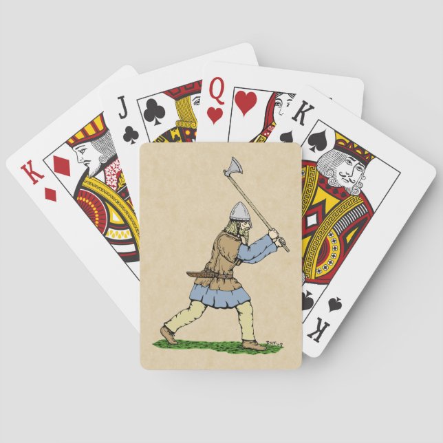 Viking Warrior Wielding Broad-Axe Poker Cards (Back)