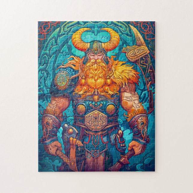 Viking Warrior with Axe Norse Mythology Comic Jigsaw Puzzle (Vertical)