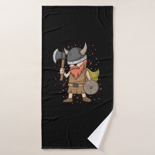 Viking Warrior with full beard and armor Bath Towel