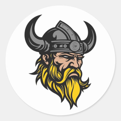 Viking Warrior With Long Beard in A Helmet Classic Round Sticker