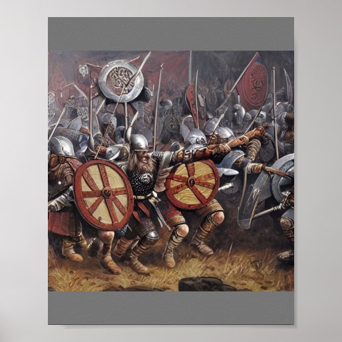 Viking Warriors Charge into Battle Poster