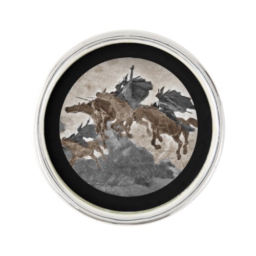 Viking Warriors Charging Through the Sky Lapel Pin