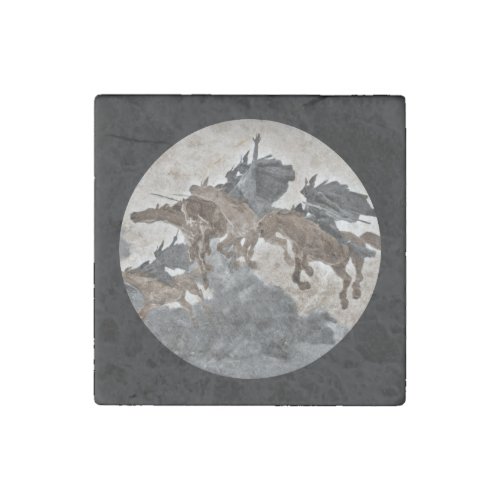 Viking Warriors Charging Through the Sky Stone Magnet