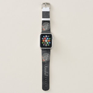 Viking Wolf & Roses. A stylized wolf's head Apple Watch Band