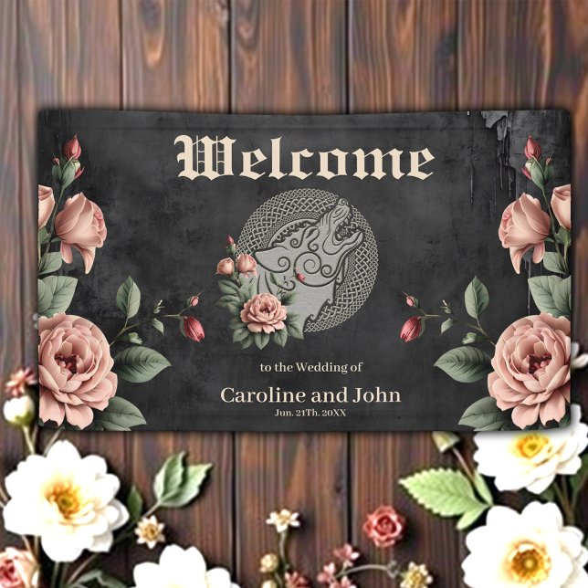 Viking Wolf & Roses. A stylized wolf's head, Banner (Creator Uploaded)