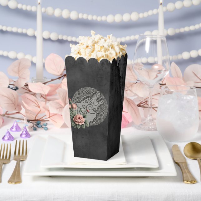 Viking Wolf & Roses. A stylized wolf's head, Favor Boxes (Wedding)