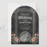 Viking Wolf &amp; Roses. A stylized wolf's head, Invitation