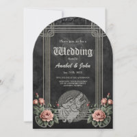 Viking Wolf & Roses. A stylized wolf's head,