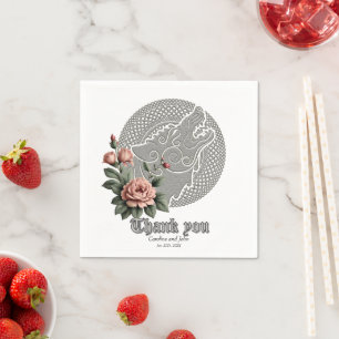 Viking Wolf & Roses. A stylized wolf's head, Napkins