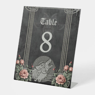Viking Wolf & Roses. A stylized wolf's head, Pedestal Sign