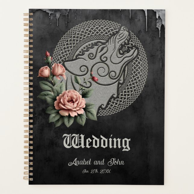 Viking Wolf & Roses. A stylized wolf's head, Planner (Front)