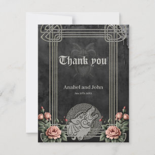 Viking Wolf & Roses. A stylized wolf's head,  Thank You Card