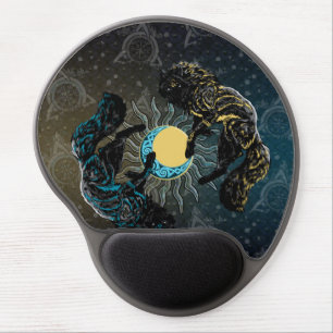 Viking Wolves Sun Moon Norse Mythology Gel Mouse Pad