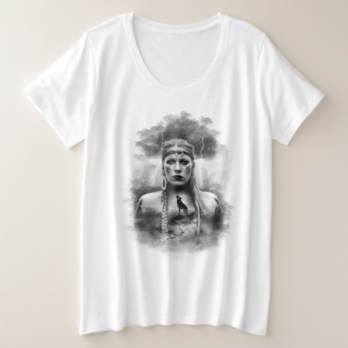 Viking woman and wolf plus size T_Shirt