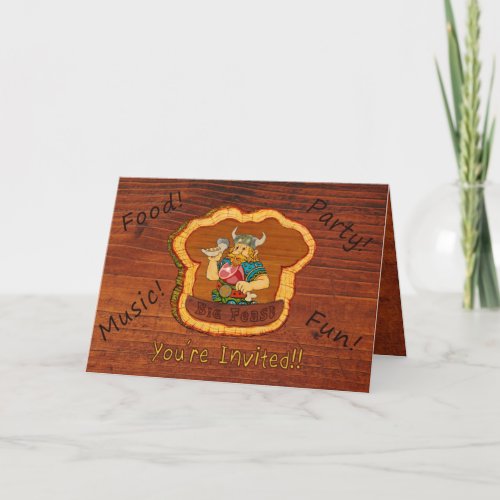 Viking Wooden background Party invitation and card