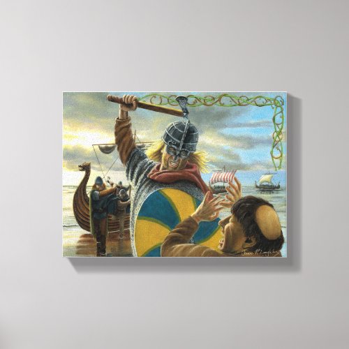 Vikings Attacking Lindisfarne Priory Canvas Print