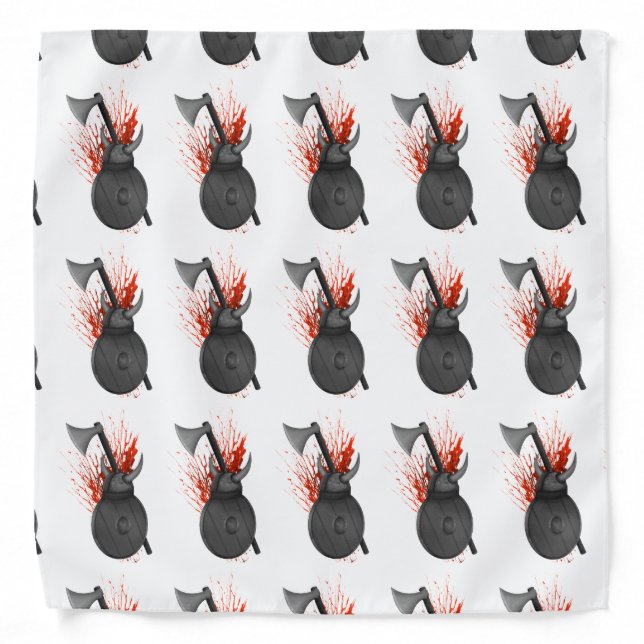 Vikings Axe, wooden shield and helmet Bandana (Front)