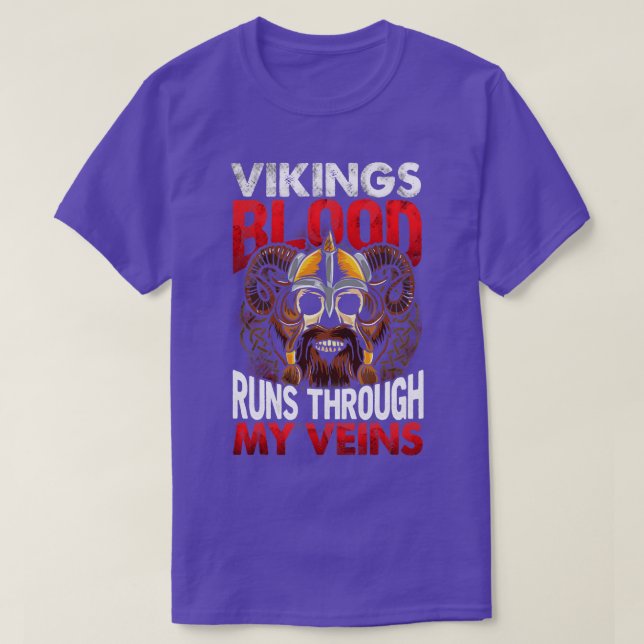 Vikings Blood Runs Through My Veins T-Shirt (Design Front)
