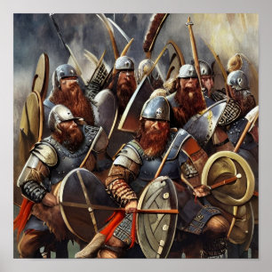 Vikings Charging Into Battle Poster