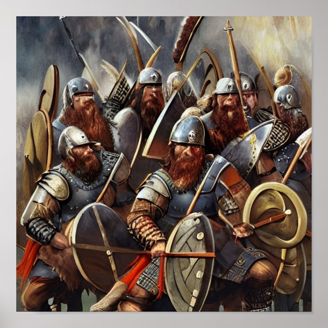 Vikings Charging Into Battle Poster (Front)