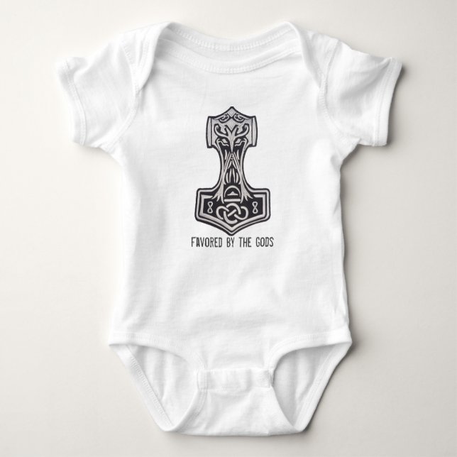 Vikings '' Favored by the gods '' Baby Bodysuit (Front)