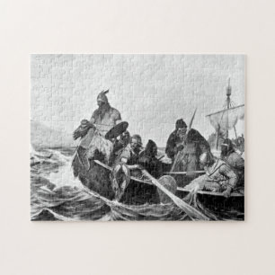 Vikings Landing in Iceland Illustration (1909) Jigsaw Puzzle