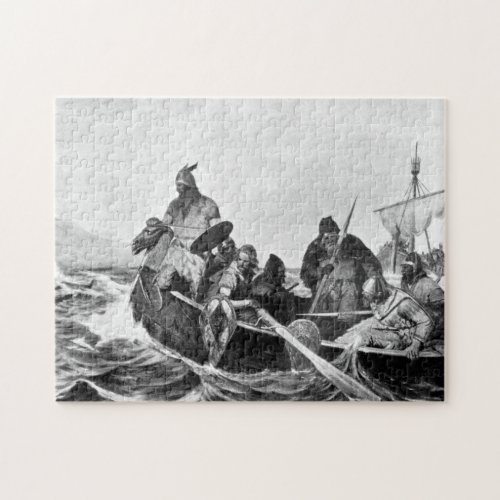 Vikings Landing in Iceland Illustration 1909 Jigsaw Puzzle