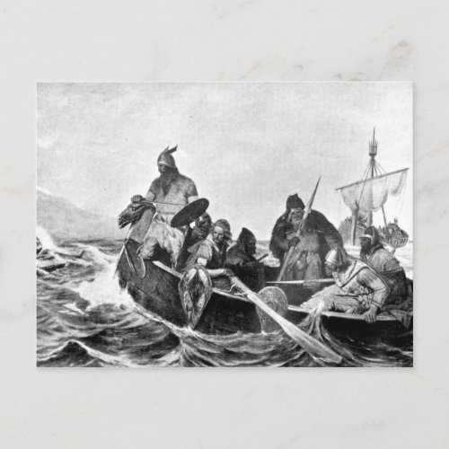 Vikings Landing in Iceland Illustration 1909 Postcard