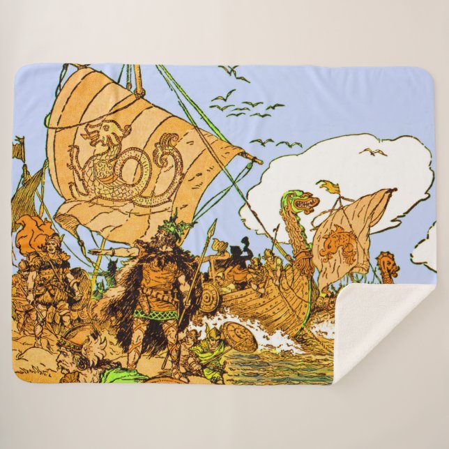 Vikings print sherpa blanket (Front (Horizontal))