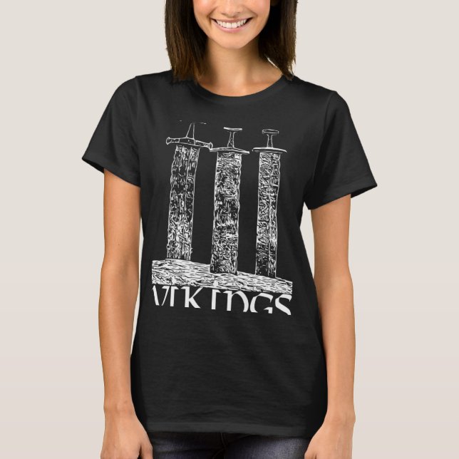Vikings The viking northman  Valhalla  3 Swords of T-Shirt (Front)