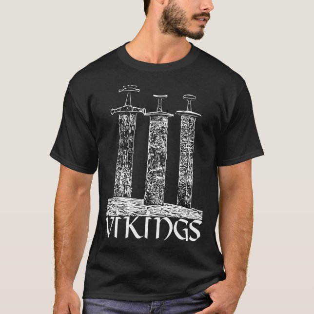 Vikings The viking northman  Valhalla  3 Swords of T-Shirt (Front)