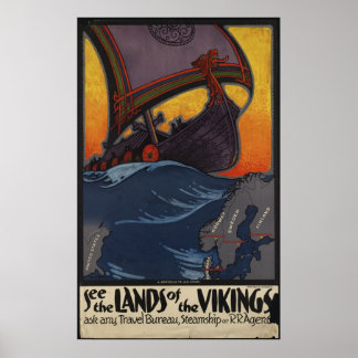 Vikings Vintage Travel Poster Ad Retro Prints