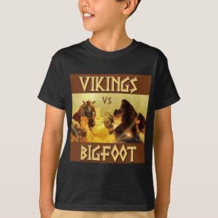 VIKINGS vs. BIGFOOT - Funny Fantasy Mashup T-Shirt