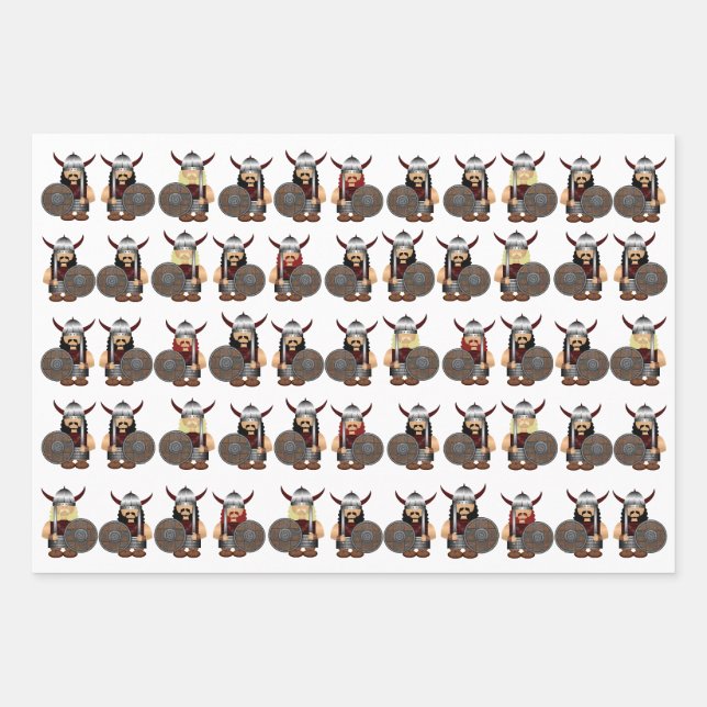 Vikings Wrapping Paper Flat Sheet Set of 3 (Front)