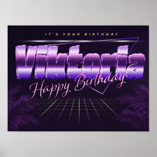 Viktoria Name Vorname lila retro Poster Geburtstag