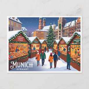 Viktualienmarkt Christmas Market Munich Germany Postcard