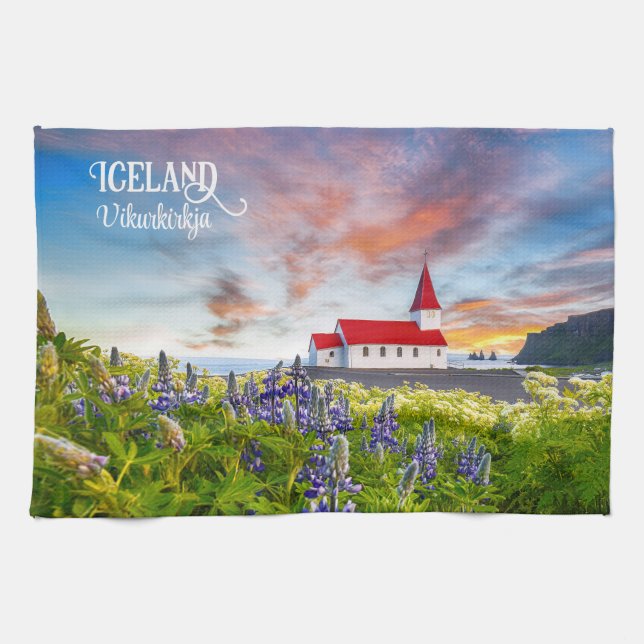 Vikurkirkja, Iceland Kitchen Towel (Horizontal)