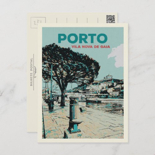 Vila Nova de Gaia from Porto downtown Portugal Postcard