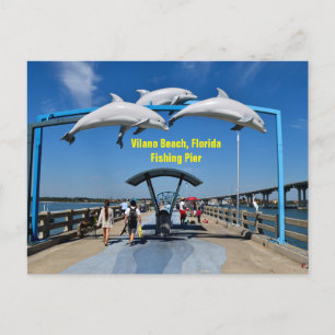 Vilano Beach Florida fishing pier Holiday Postcard