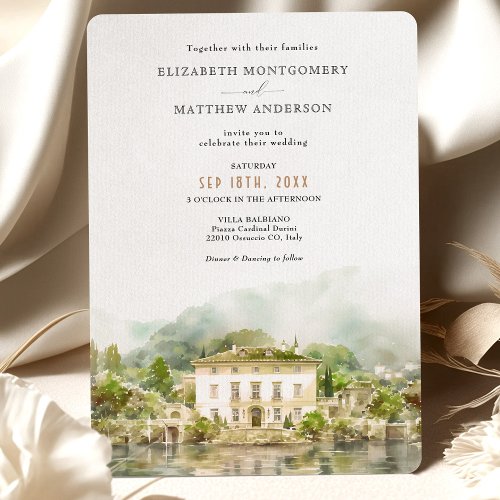 Villa Balbiano Lake Como Italy Wedding Invitation