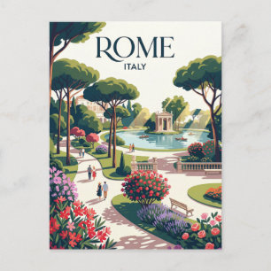 Villa Borghese Gardens Italy Postcard